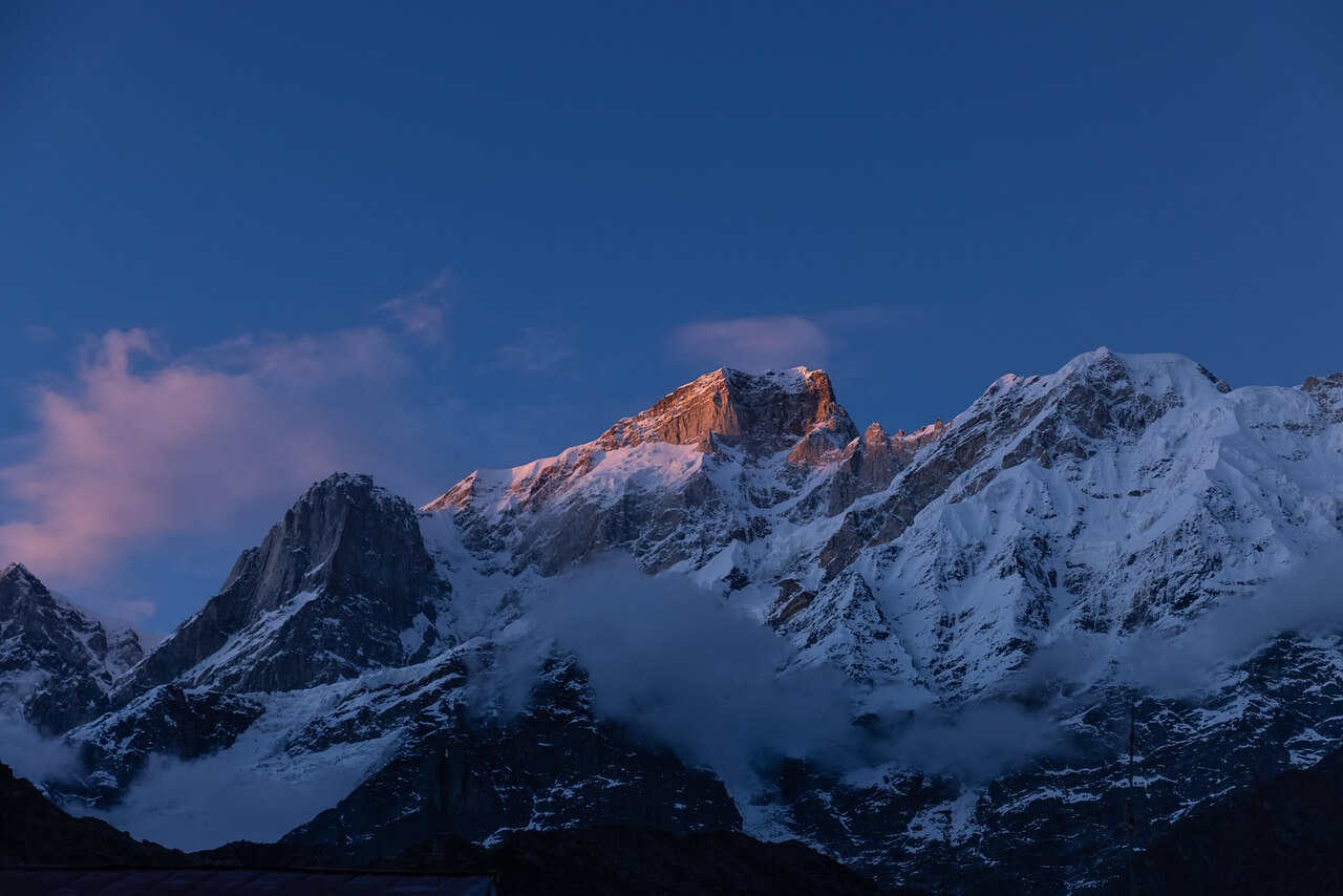 Sunrise over 6000 meter peak in Nepal