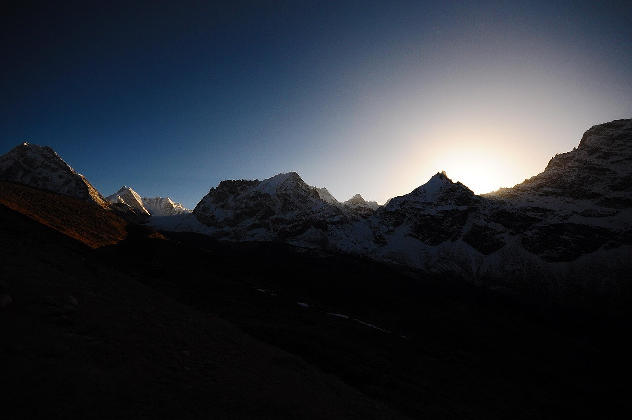 Sunrise over 7000 meter peak in Nepal