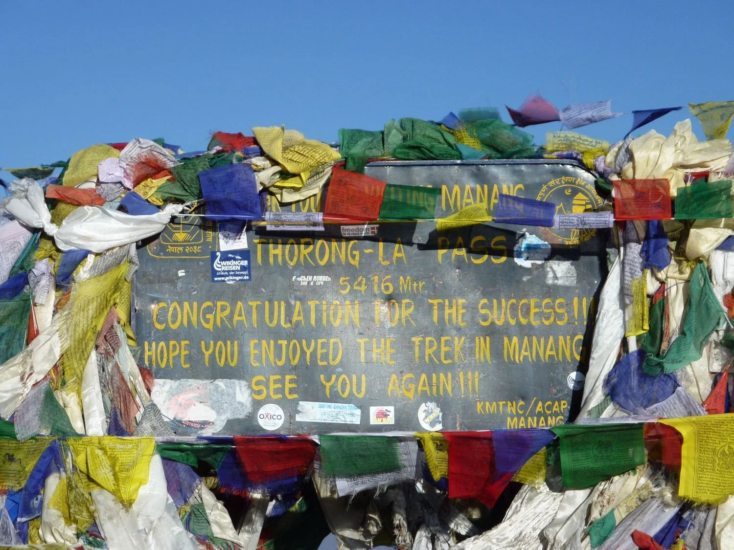 Welcome board of Thorong La Pass in Annapurna circuit